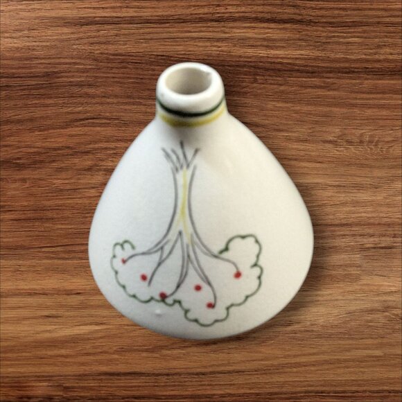 Vintage Hand-Painted Porcelain Funnel With Floral & Veggie Motifs 3.5” Tall Farm - Picture 1 of 9